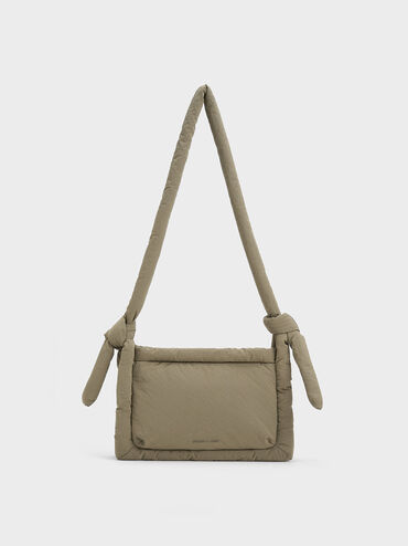 Errya Nylon Puffy Crossbody Bag, Khaki, hi-res