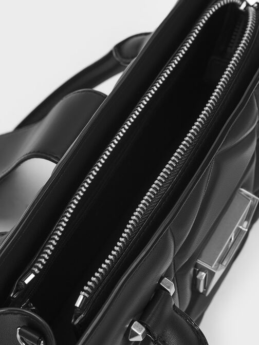Blanche Quilted Top Handle Bag, Noir, hi-res