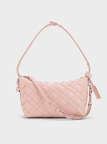 Bolso de hombro entrelazado Ivette, Rosa pálido, hi-res