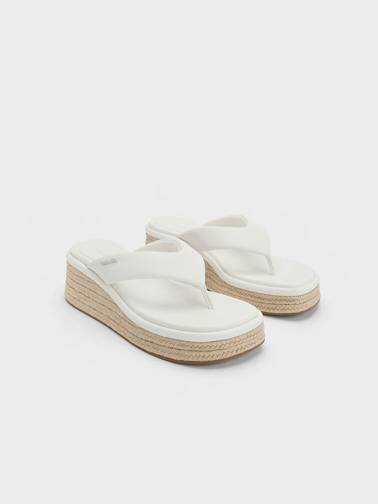 Espadrille Thong Sandals, Chalk, hi-res