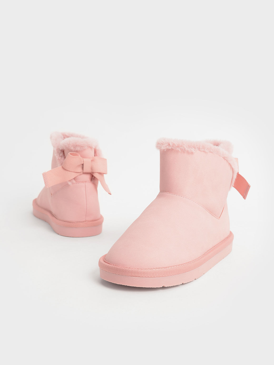 Girls' Fur-Trimmed Slip-On Ankle Boots, Blush, hi-res