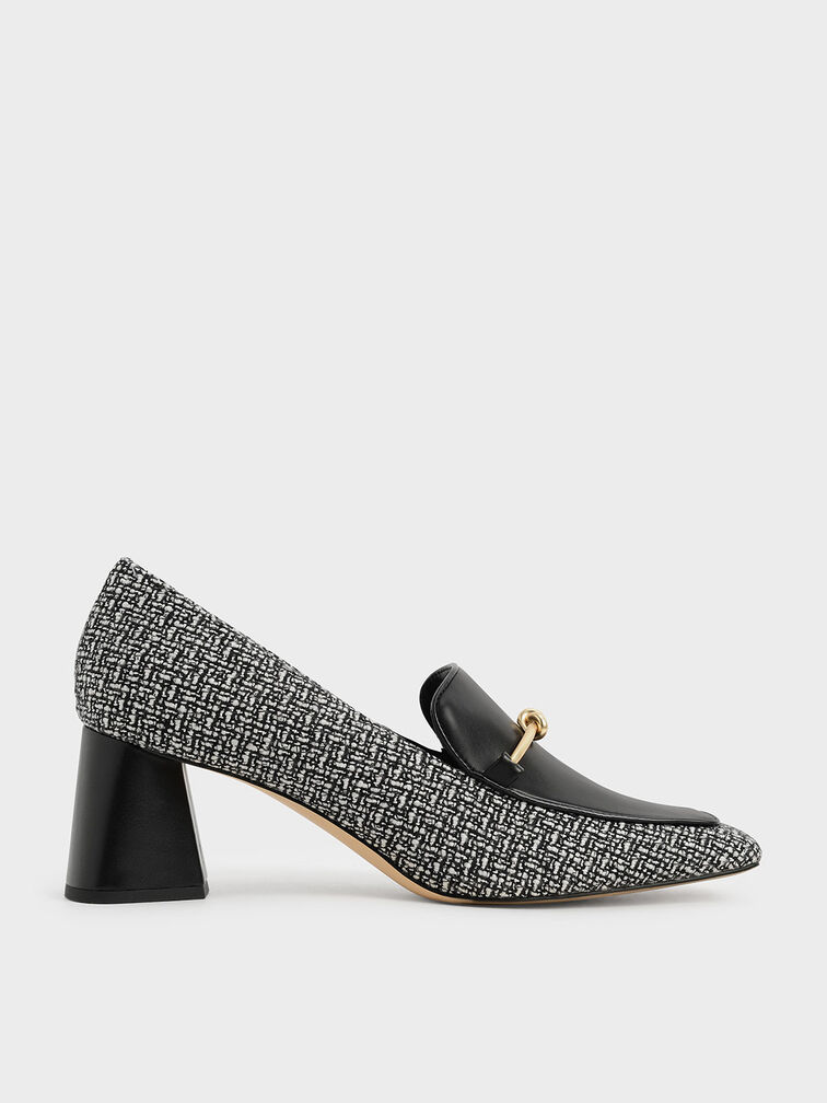 Metallic Accent Tweed Loafer Pumps, Multi, hi-res