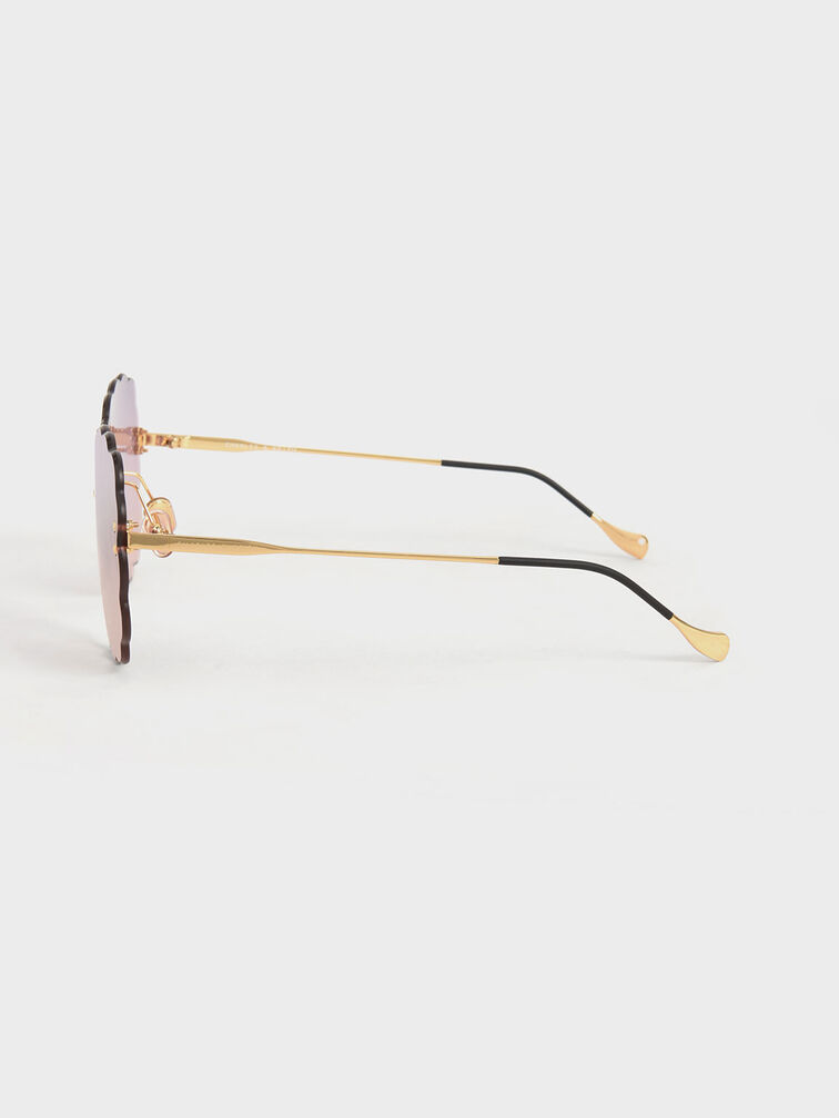 Multi-Tinted Scalloped Butterfly Sunglasses, Pink, hi-res