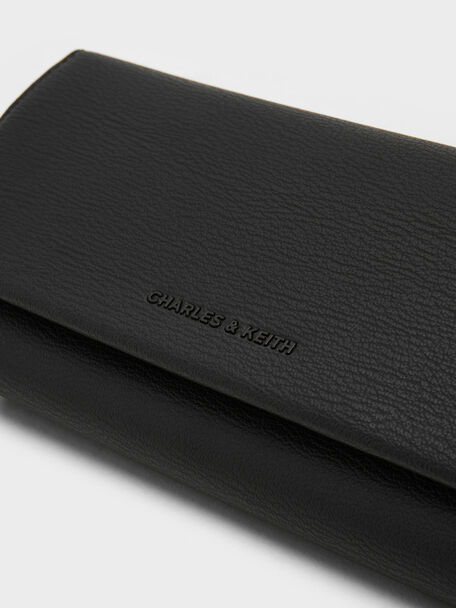 Front Flap Long Wallet, Black, hi-res