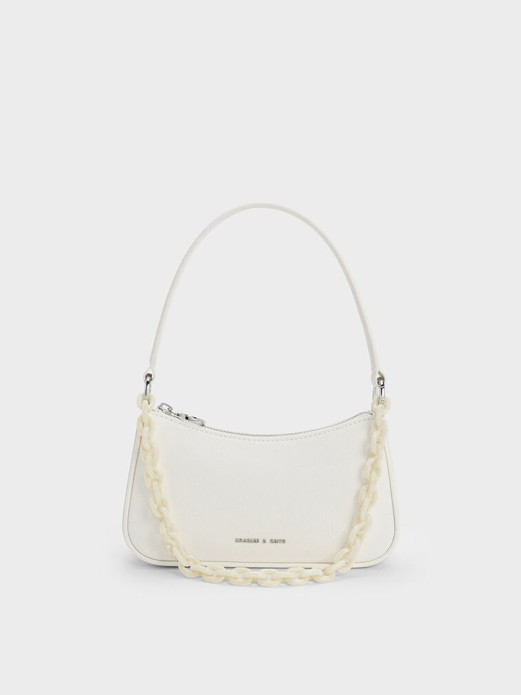 Alcott Scarf Chain-Link Shoulder Bag, Cream, hi-res