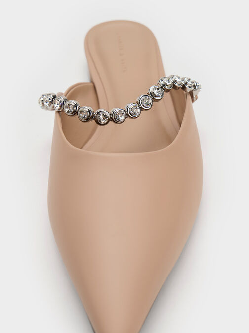 Gem-Strap Flat Mules, Nude, hi-res