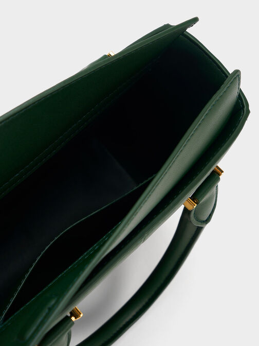 Georgette Square Tote Bag, Dark Green, hi-res