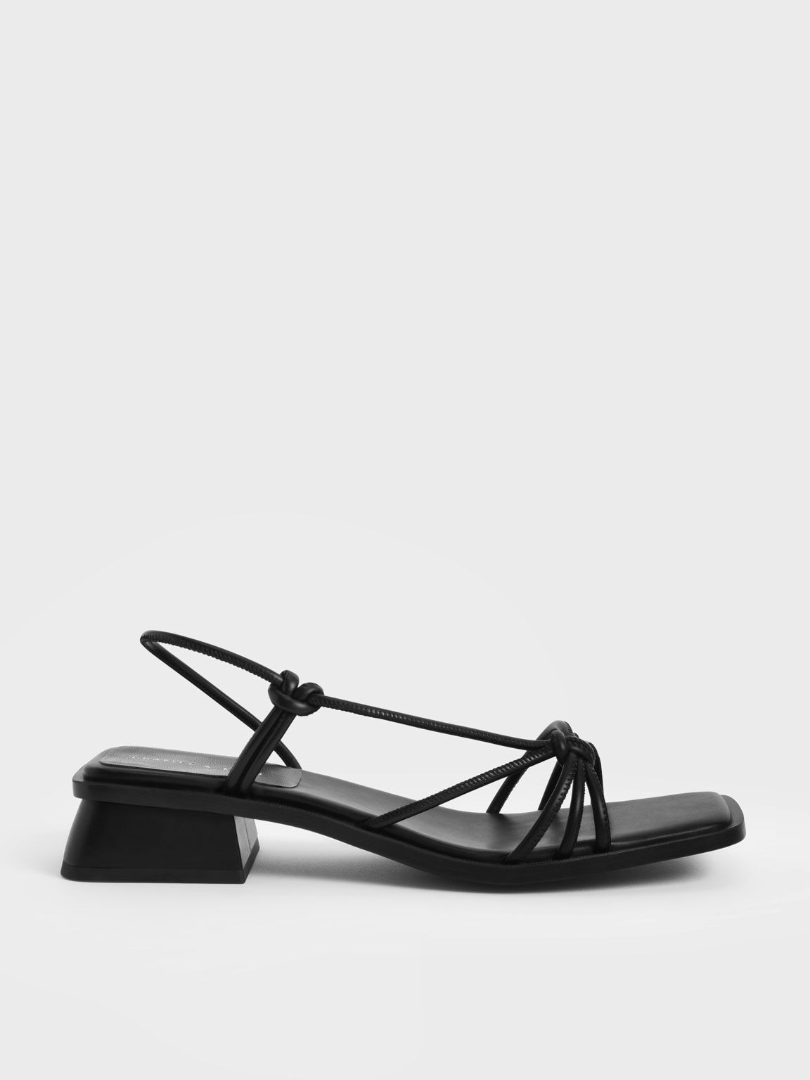 Black Strappy Knotted Slingback Sandals 
