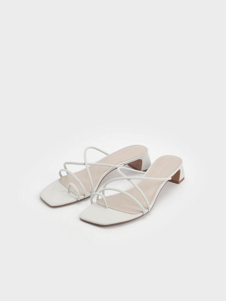 Strappy Toe Ring Sandals, White, hi-res