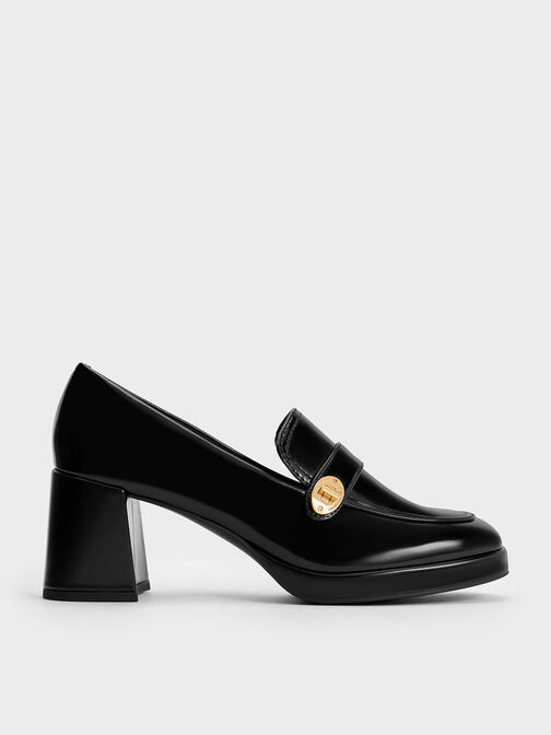 Metallic Accent Loafer Pumps, Black Box, hi-res