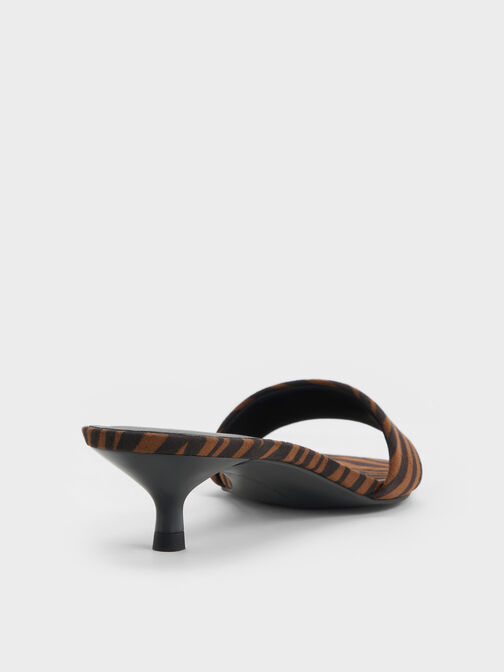 Susie Zebra-Print Kitten-Heel Mules, Animal Print Natural, hi-res