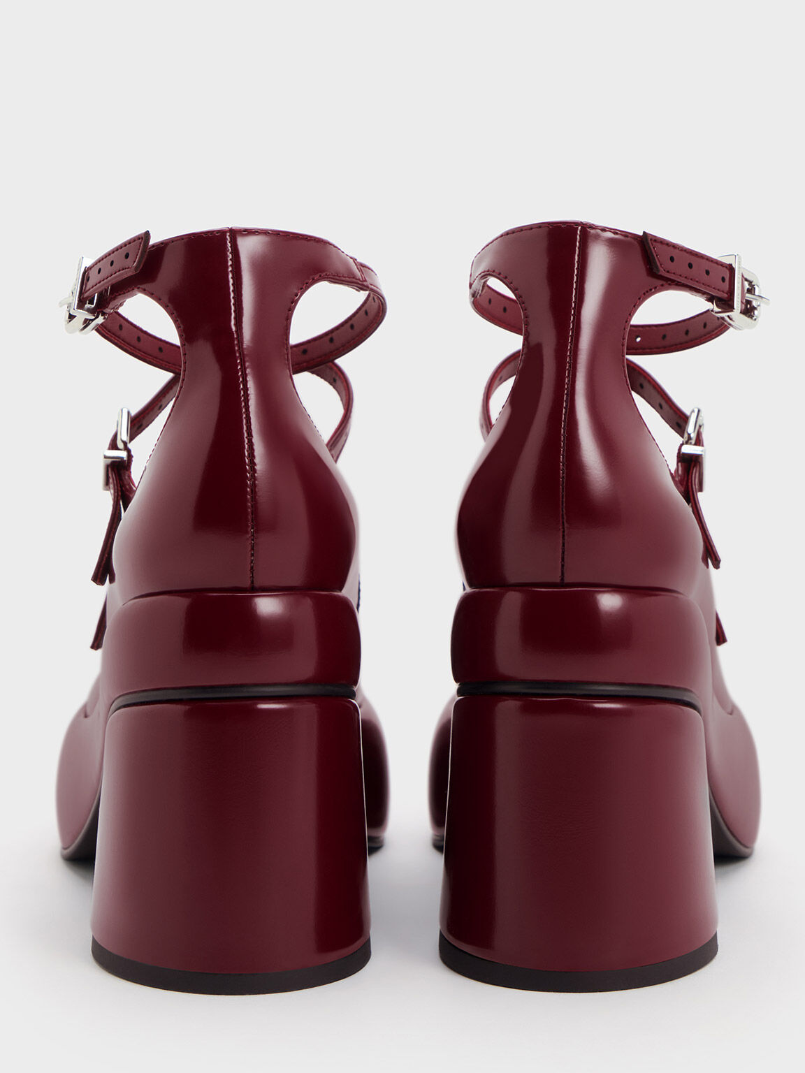 Burgundy store platform pumps