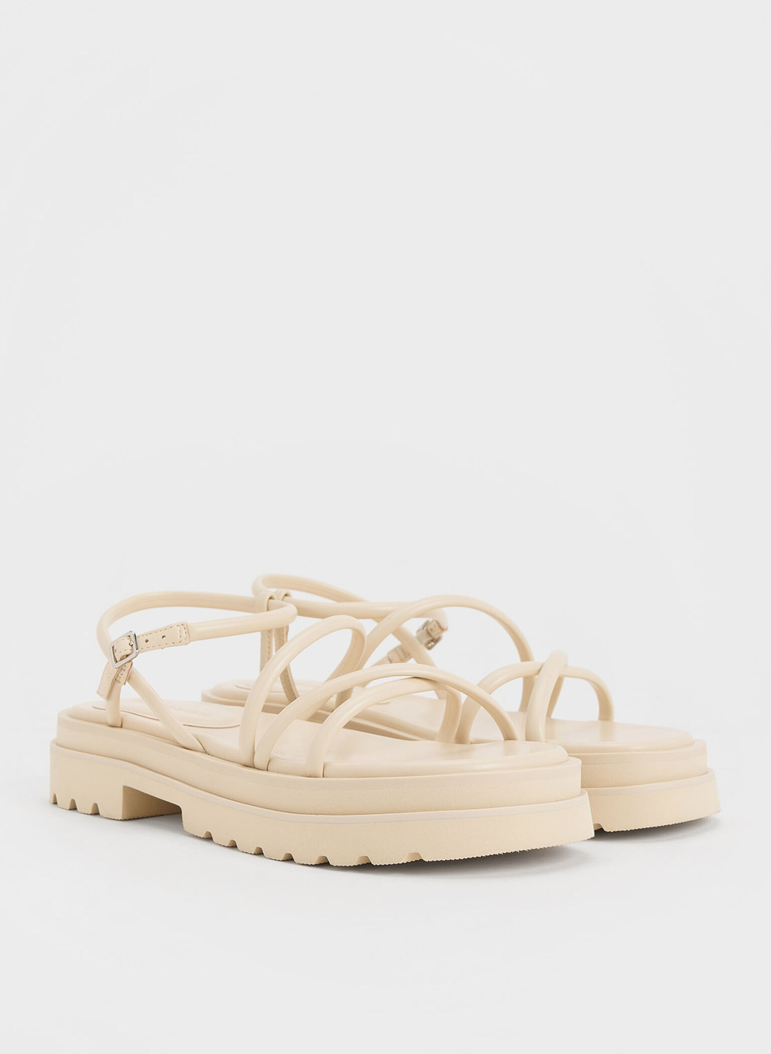 Tubular Strap Sandals, Beige, hi-res