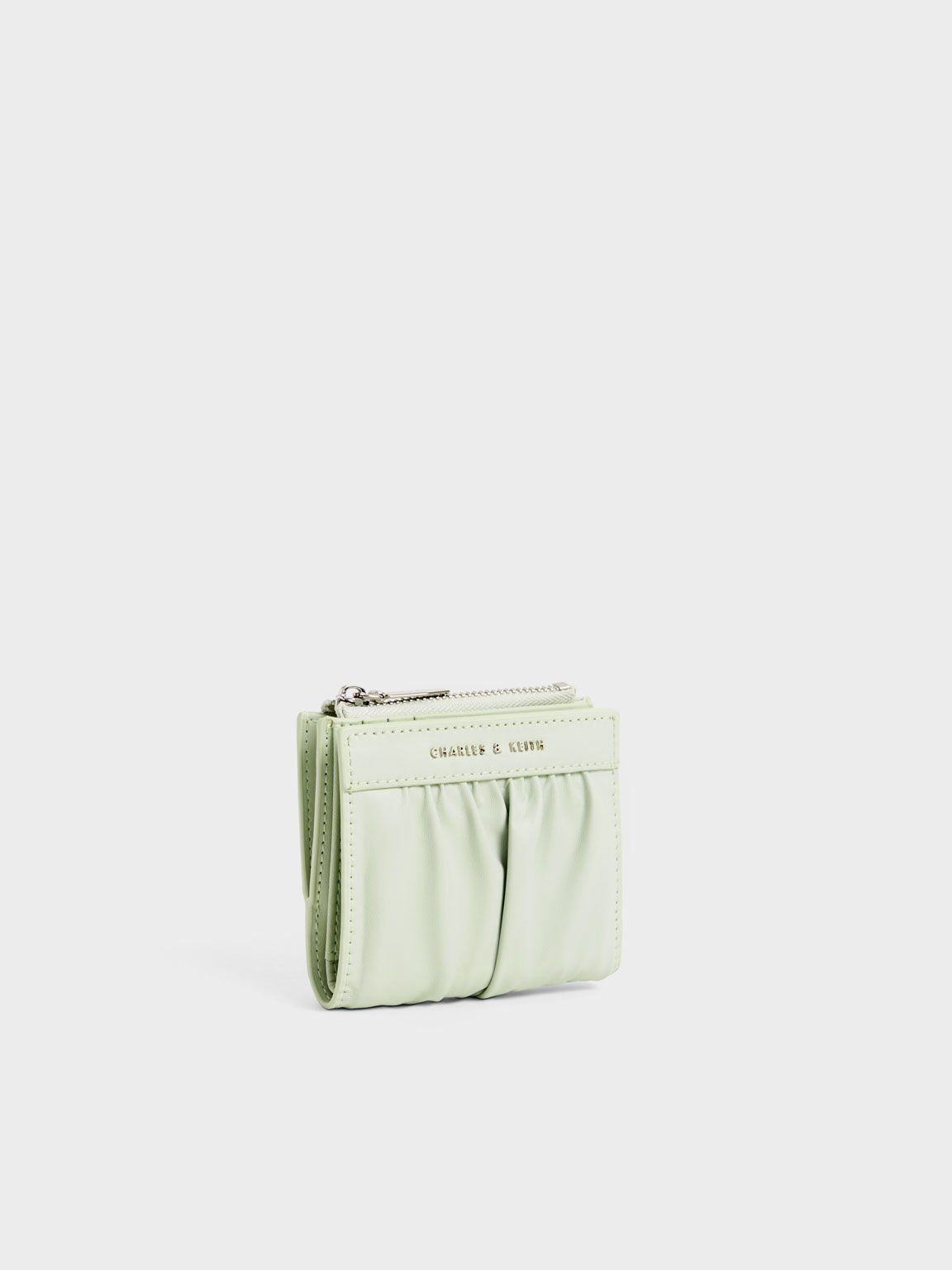 Ruched Short Wallet, Mint Green, hi-res