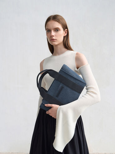 Bolso tote Kay en denim, Azul mezclilla, hi-res