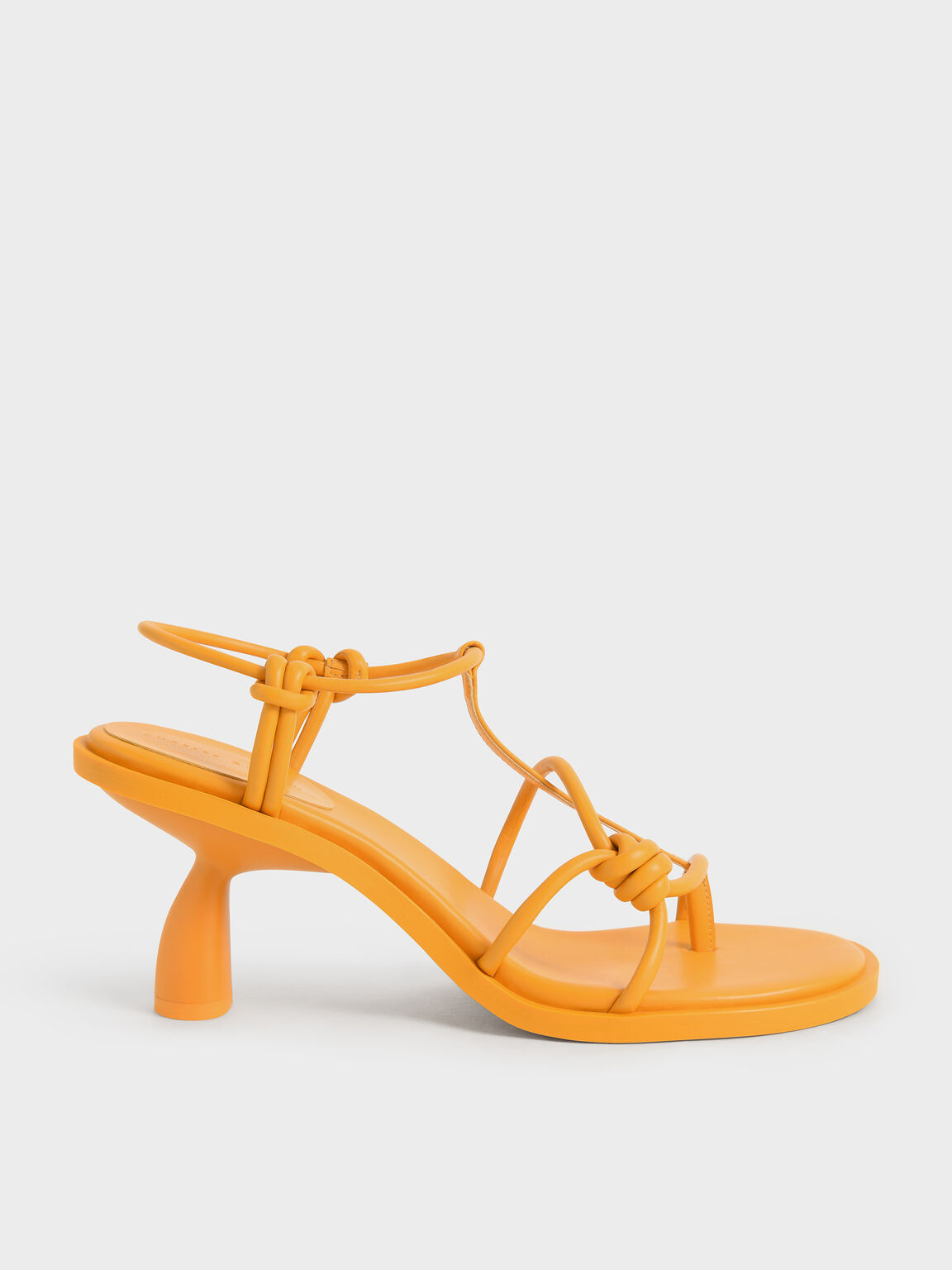 Alma Strappy Knotted Thong Sandals, Orange, hi-res