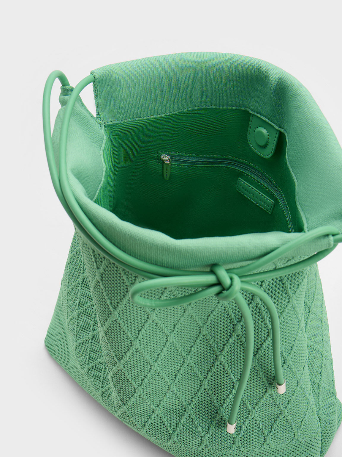Genoa Bow-Tie Knitted Bag, Green, hi-res
