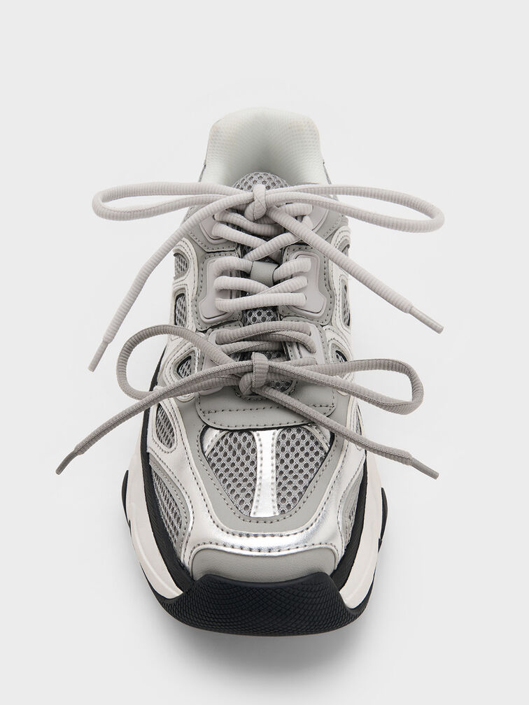 Gaskell Metallic Mesh Chunky Sneakers, Grey, hi-res