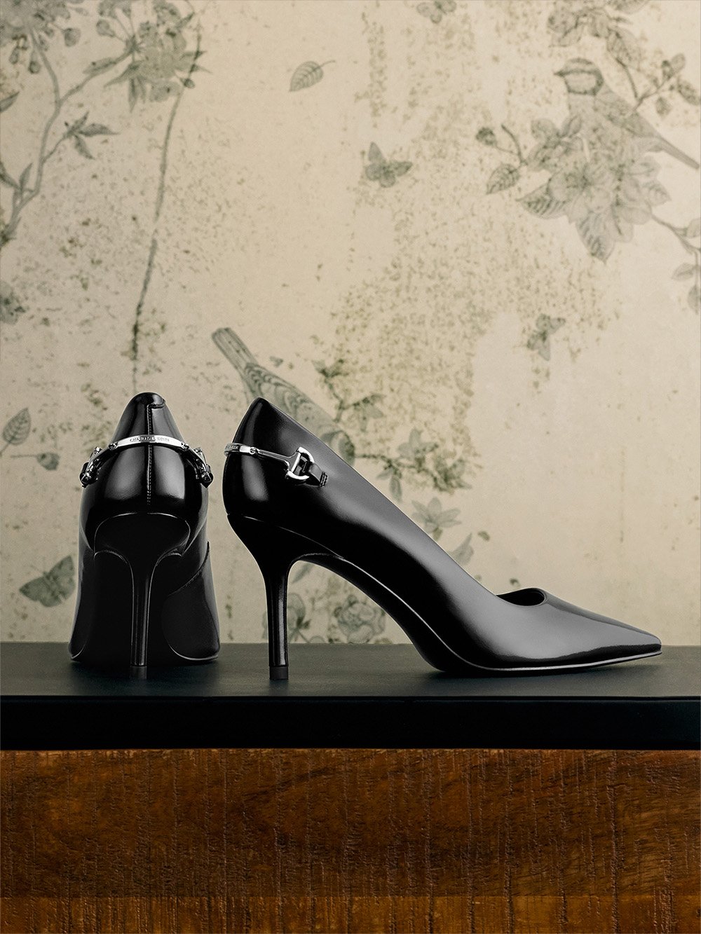 Erinna Metallic-Accent Pointed-Toe Pumps - Black Box - CHARLES & KEITH