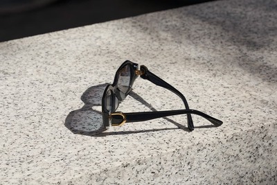 Gabine Recycled Acetate Oval Sunglasses, Black