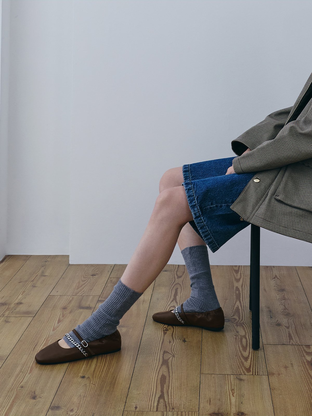 Dark Brown Georgie Chain Mary Jane Flats - CHARLES & KEITH