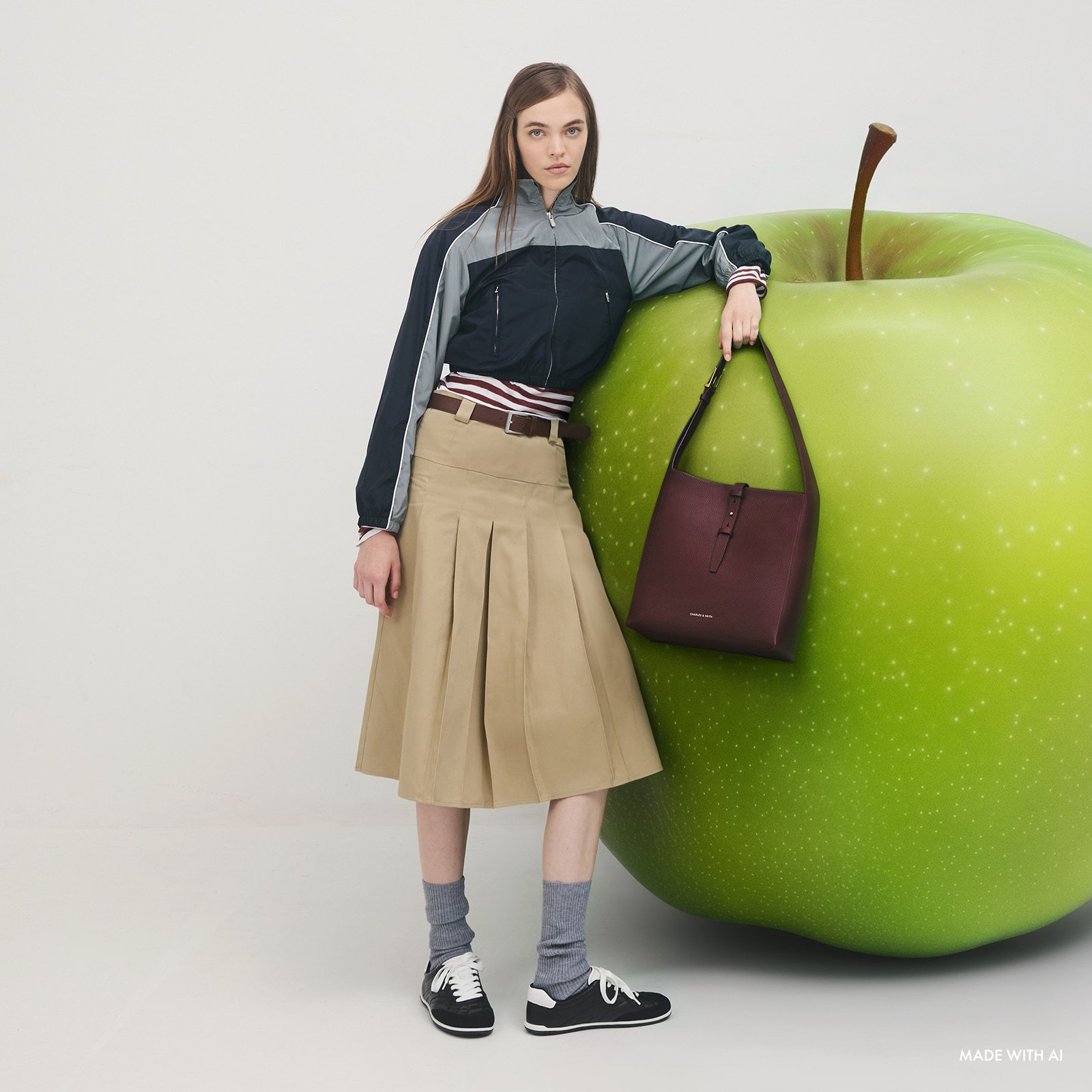 Beryl 皮帶釦流浪包 - 酒莓紅 - CHARLES & KEITH