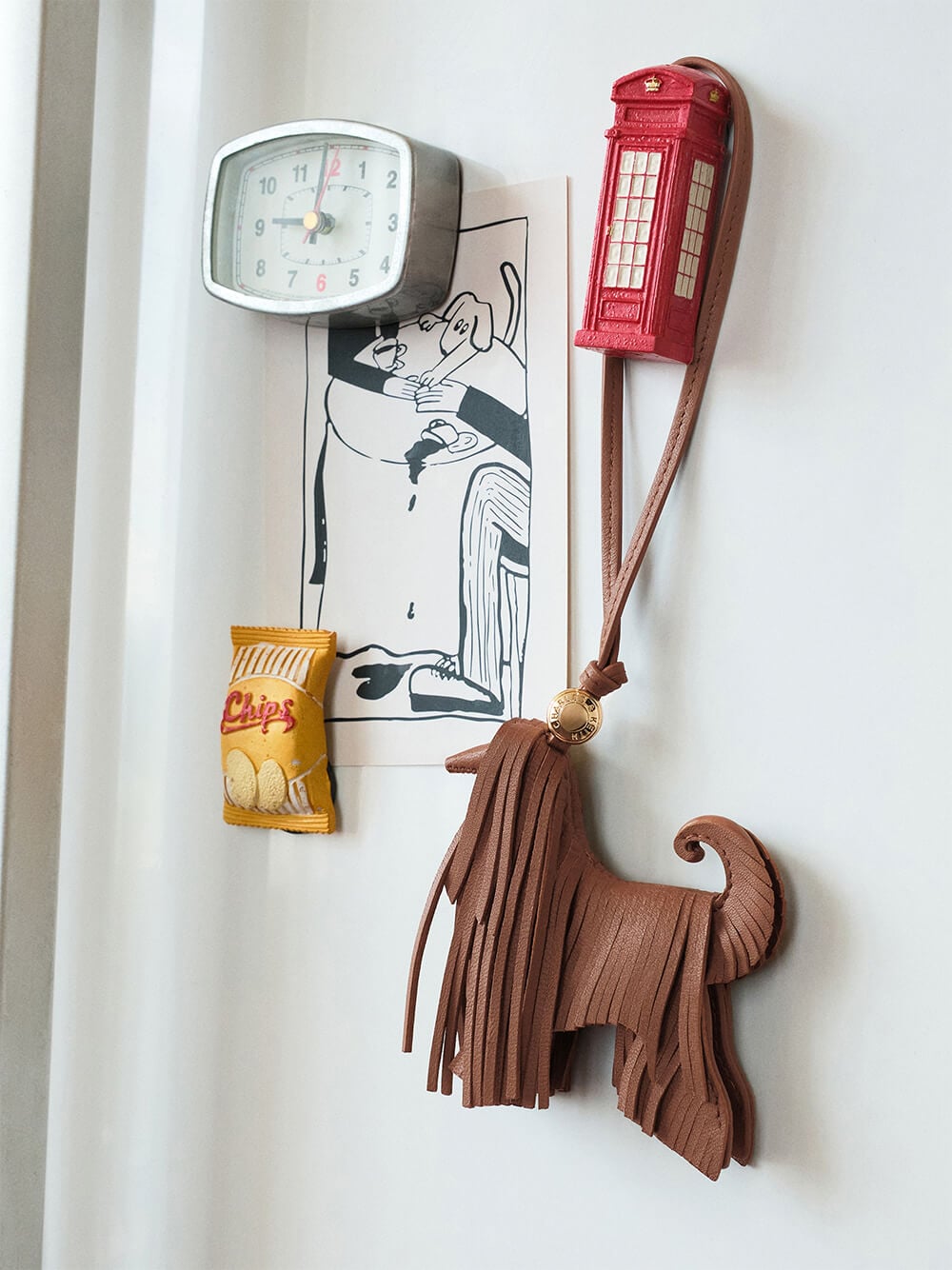 Leather Fringed Dog Charm in chocolate - CHARLES & KEITH