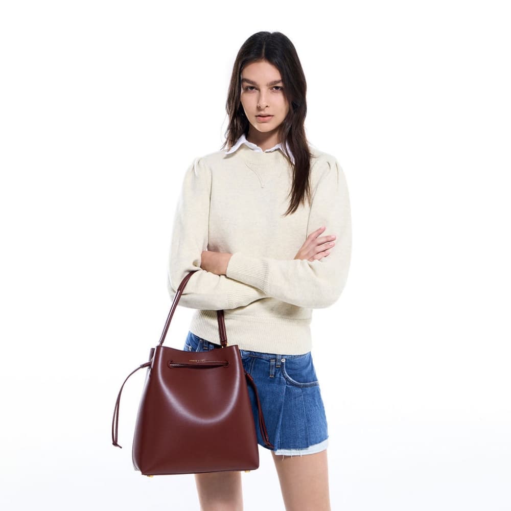 Women’s red elongated curved hobo bag - CHARLES & KEITH
