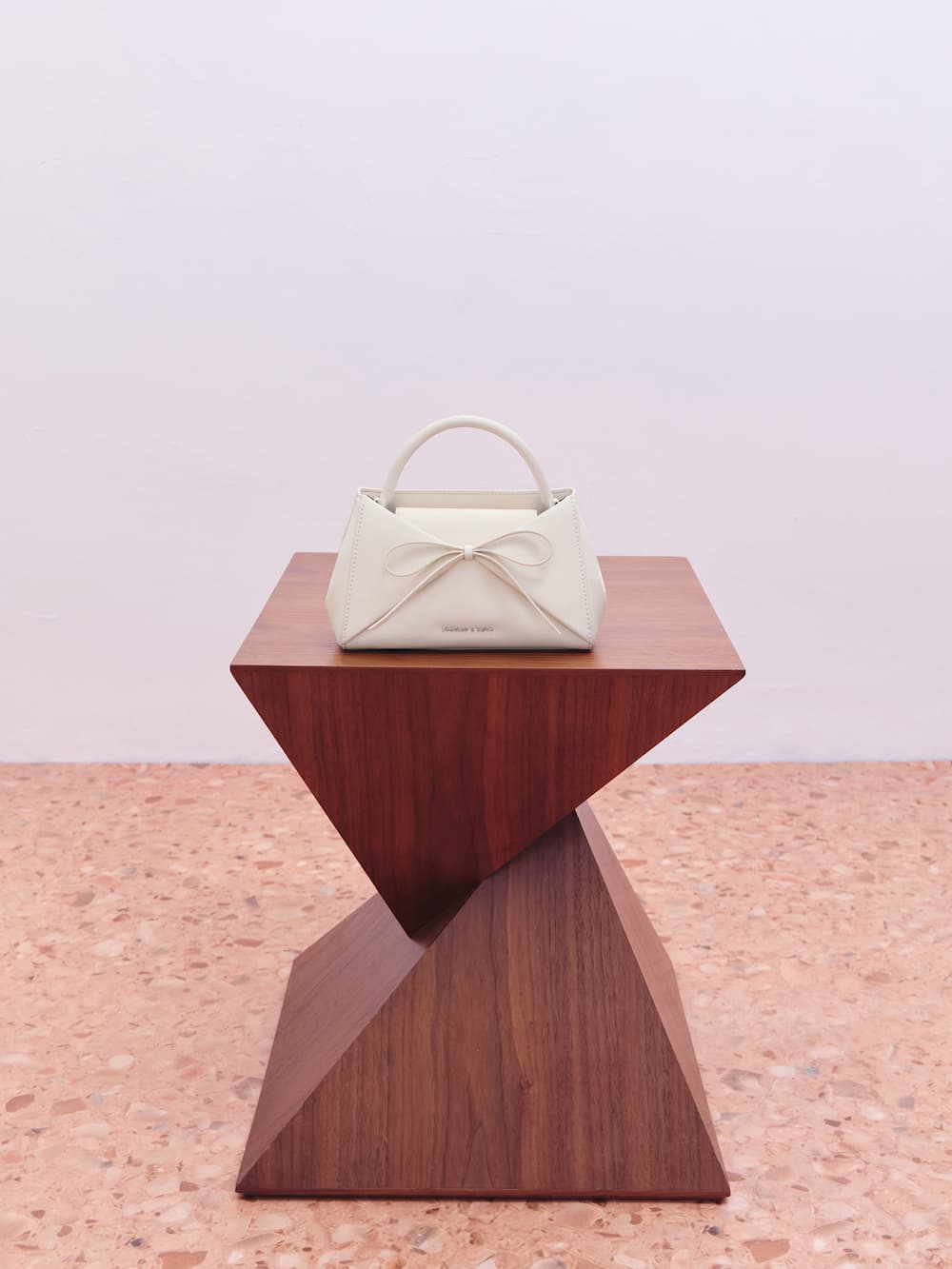 Soft Pink Hazel Bow Panelled Top Handle Bag - CHARLES & KEITH