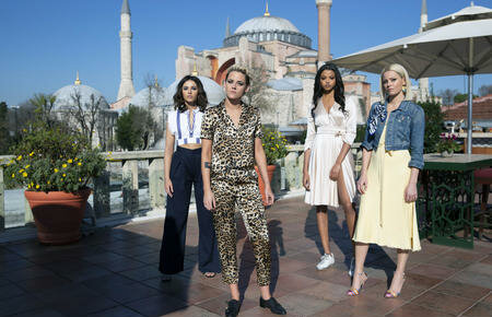 Naomi Scott, Kristen Stewart, Ella Balinska and Elizabeth Banks star in the upcoming Charlie’s Angels Reboot