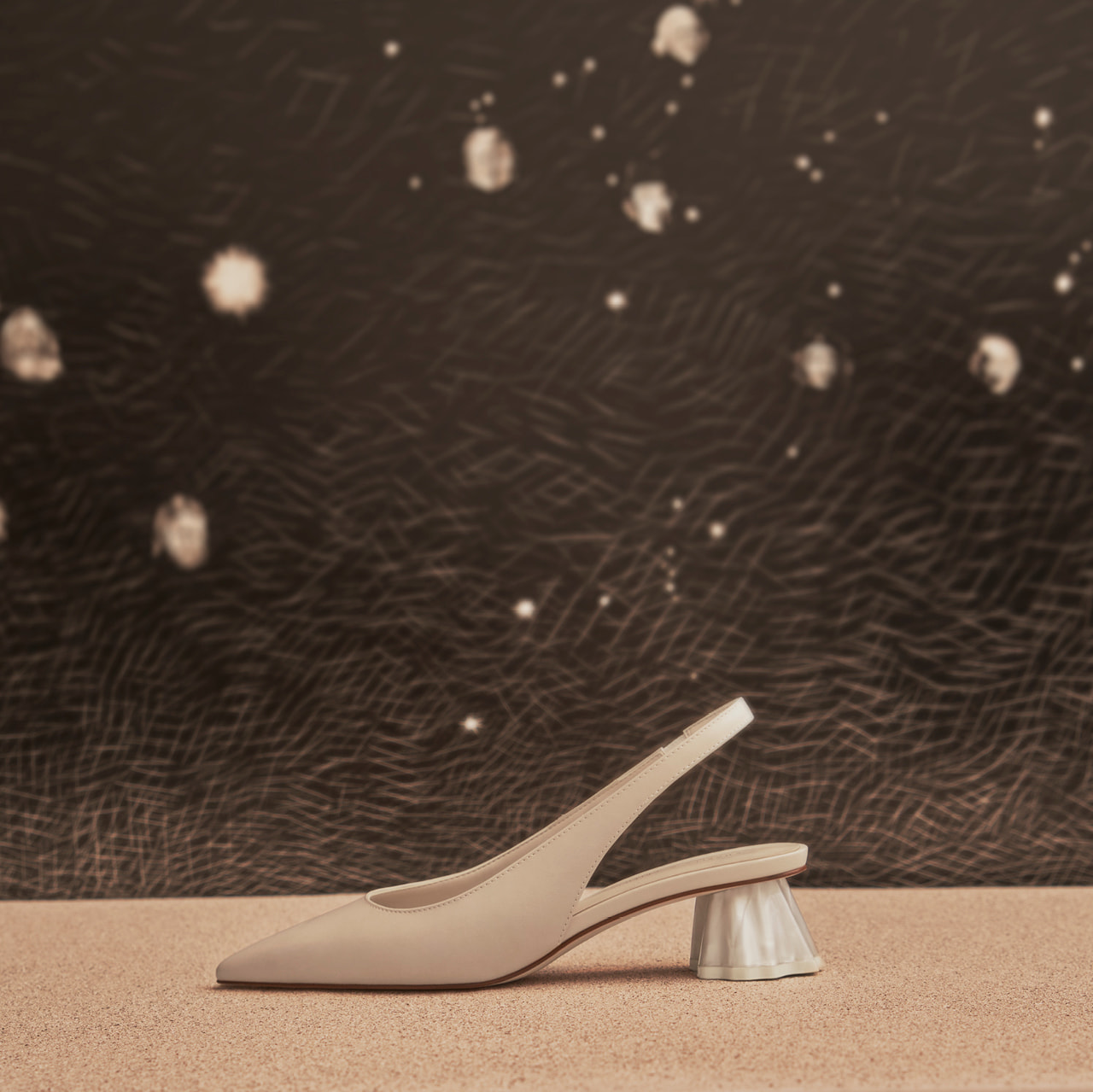 Women’s geometric heel slingback pumps in beige – CHARLES & KEITH