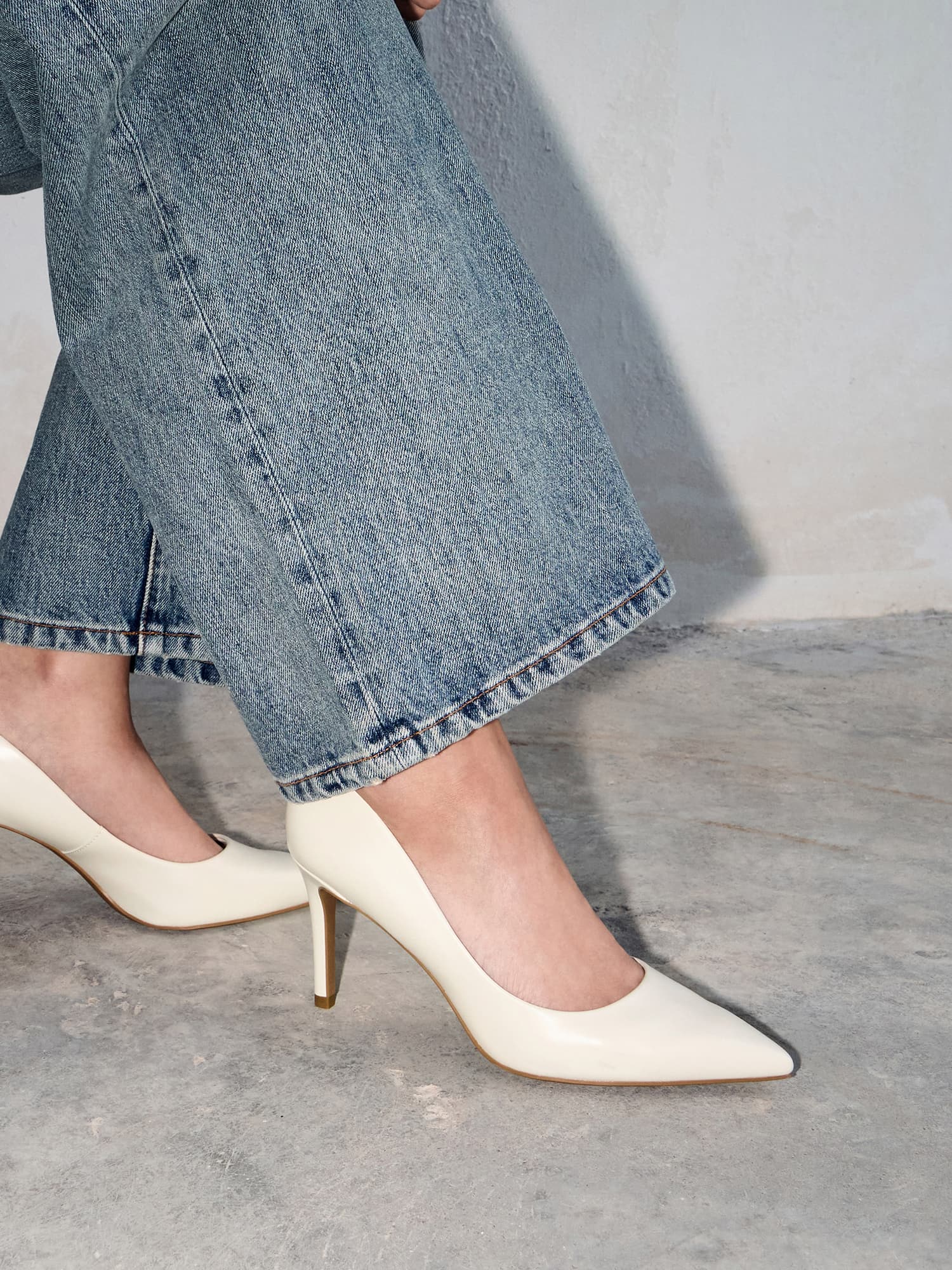 Chalk Emmy Pointed-Toe Stiletto Pumps - CHARLES & KEITH