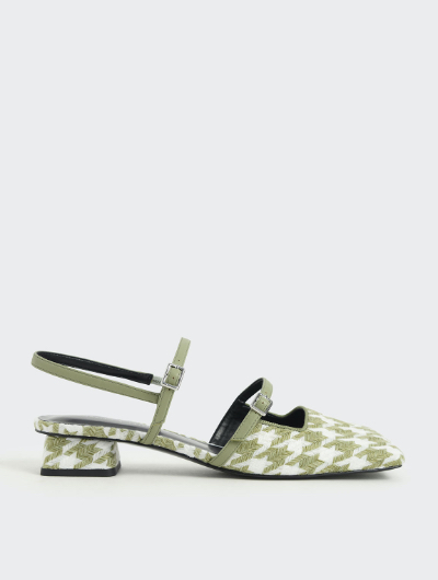HOUNDSTOOTH SQUARE TOE MARY JANES