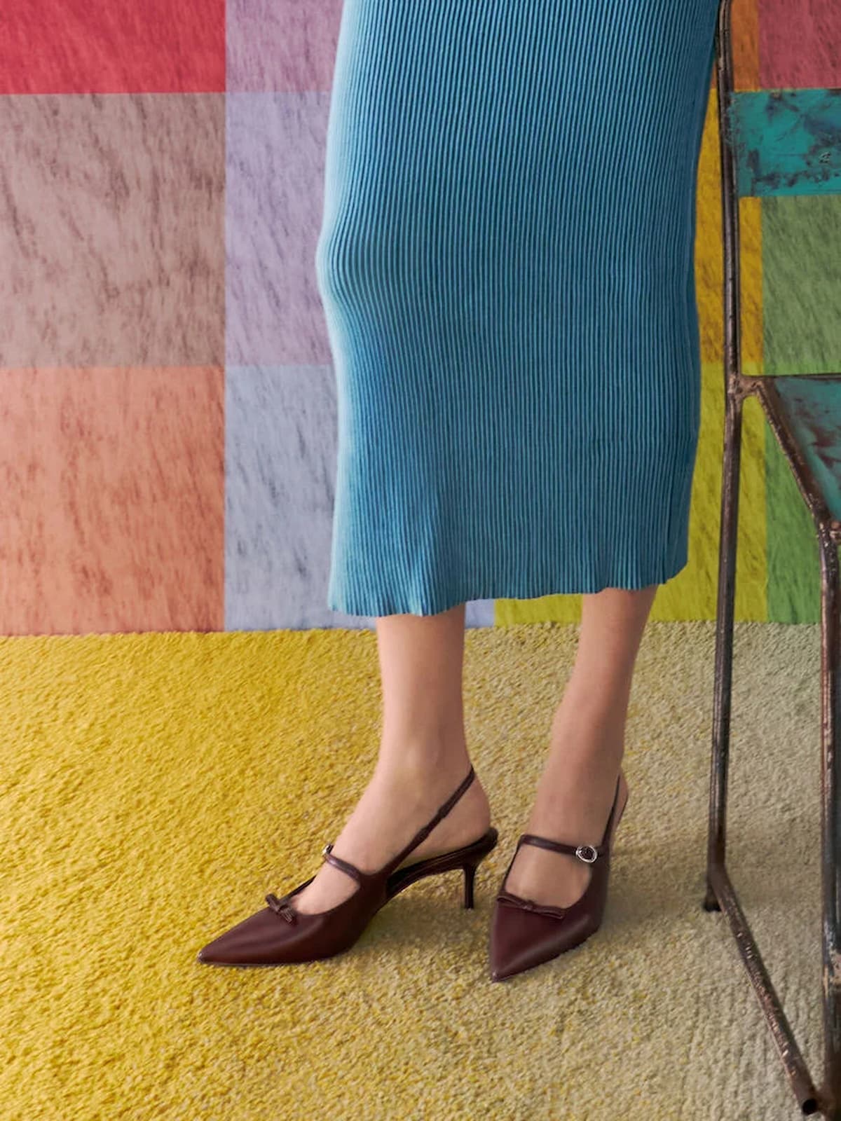 Burgundy Sonali Bow Slingback Pumps - CHARLES & KEITH