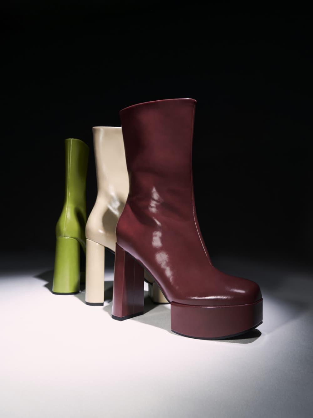 Women's maroon and black Corinth blade heel boots - CHARLES & KEITH
