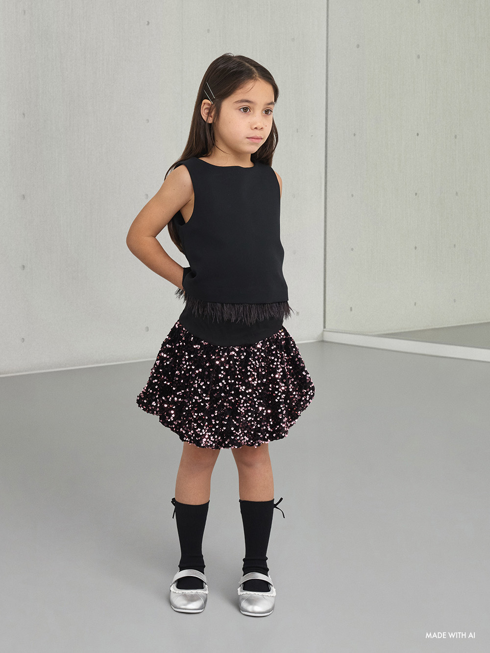 Girls' Metallic Lace-Trim Mary Jane Sneakers in silver - CHARLES & KEITH