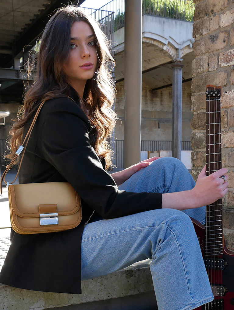Women’s Charlot bag in sand, as seen on Tash Wolf - CHARLES & KEITH