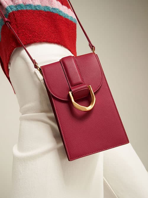 Lunar New Year Collection: Gabine Leather Phone Pouch, Red