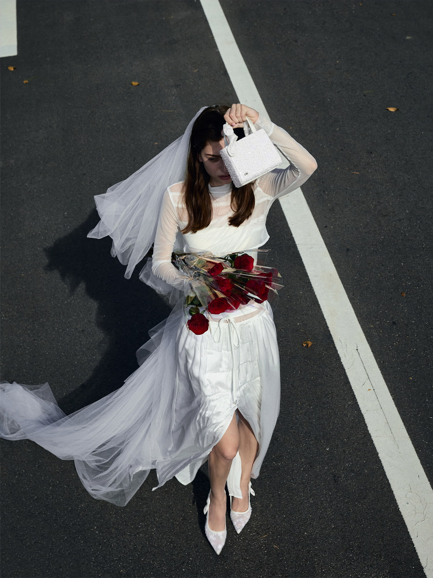 White Albany Embroidered-Mesh Beaded Mini Bag - CHARLES & KEITH