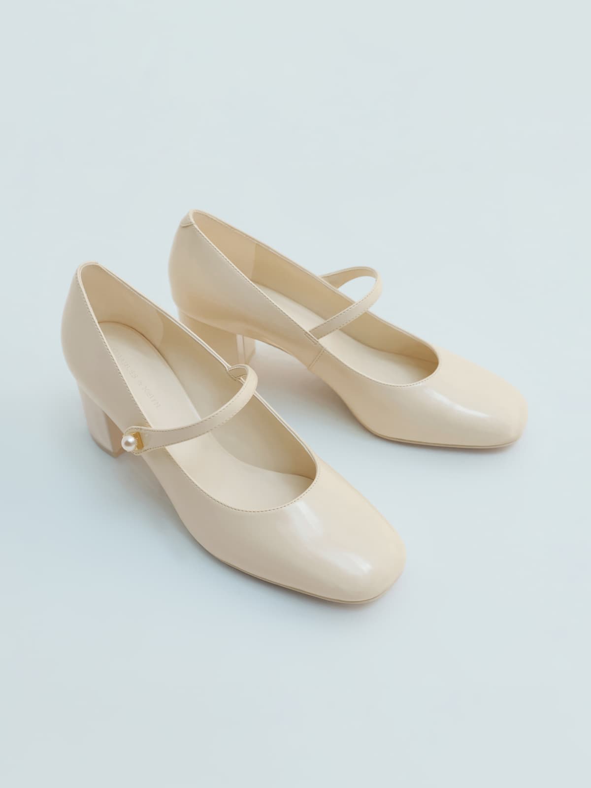 Cream Marie Pearl Mary Jane Pumps - CHARLES & KEITH