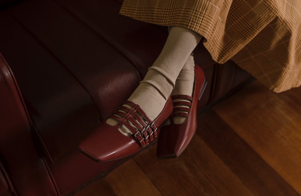 Women’s patent buckled Mary Jane flats in cognac – CHARLES & KEITH