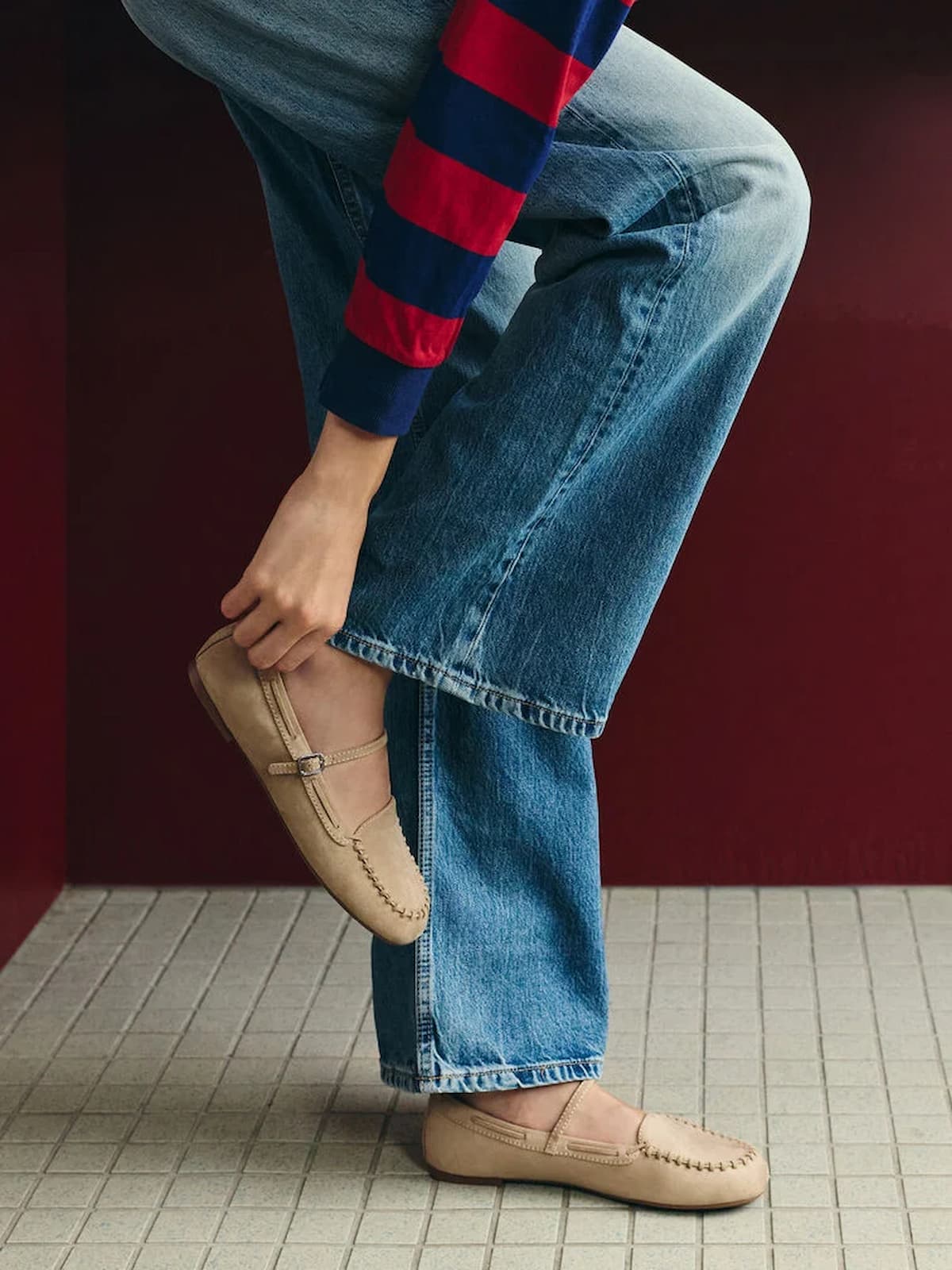 Beige Gale Faux Suede Mary Jane Loafers - CHARLES & KEITH