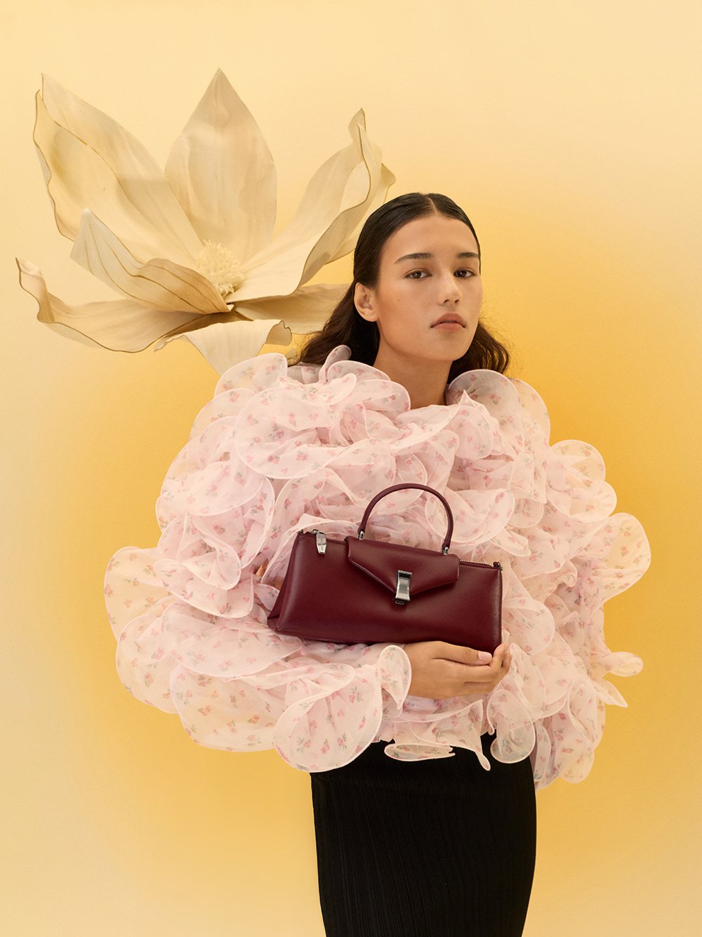 Lilibet Elongated Top Handle Bag in burgundy - CHARLES & KEITH