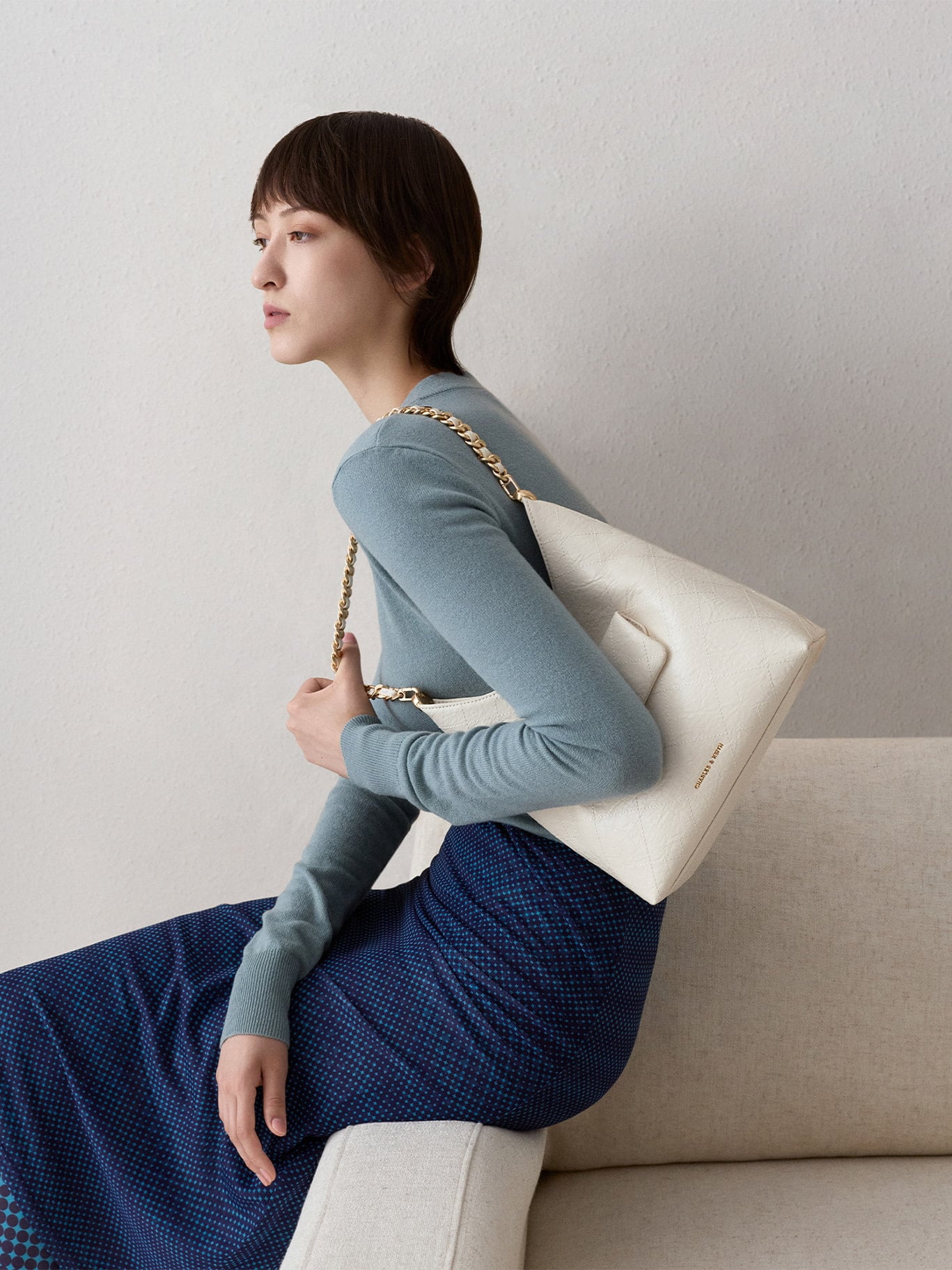 Soft Pink Reese Ruched Bow Top Handle Bag - CHARLES & KEITH