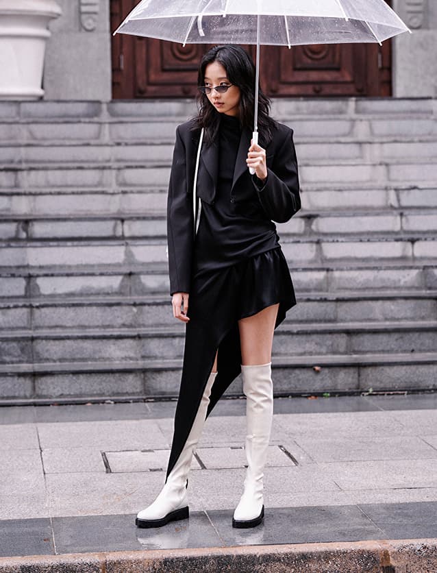 石灰白厚底膝上靴 – CHARLES & KEITH