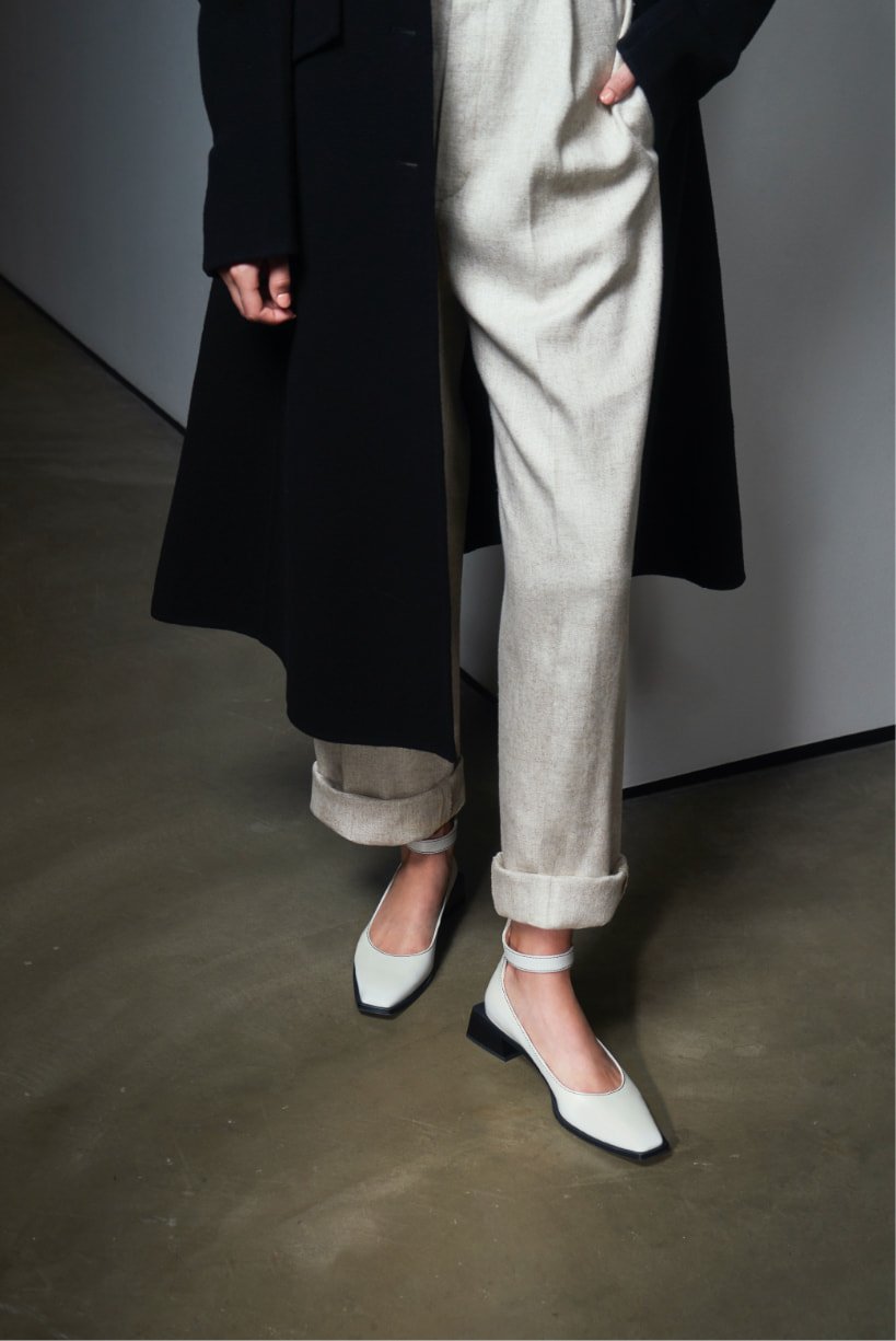 Women’s ankle strap square toe pumps in white (front view) - CHARLES & KEITH