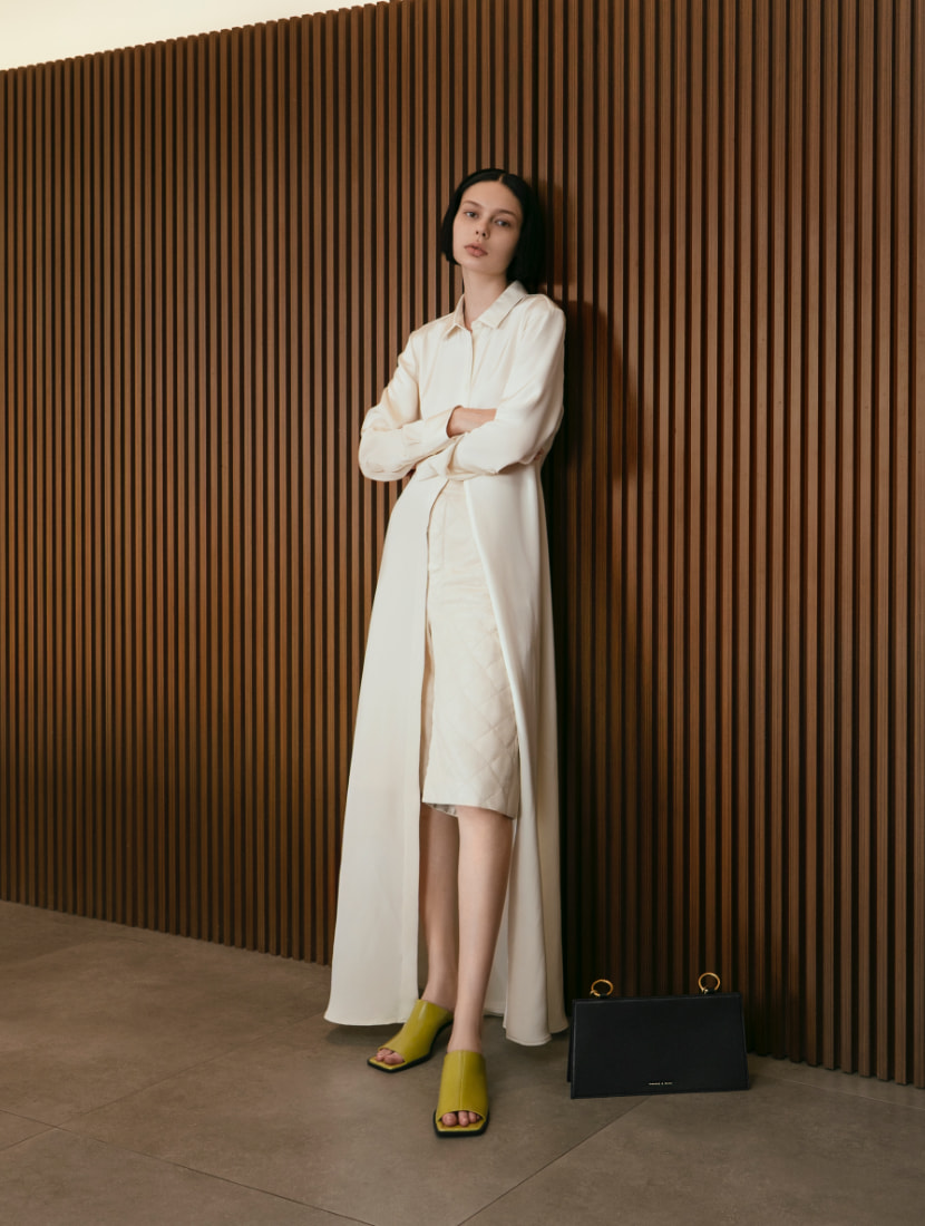 Women’s ring detail shoulder bag and patent square toe cylindrical heel mules - CHARLES & KEITH
