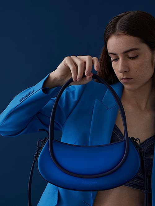 Graphic Top Handle Shoulder Bag, Blue
