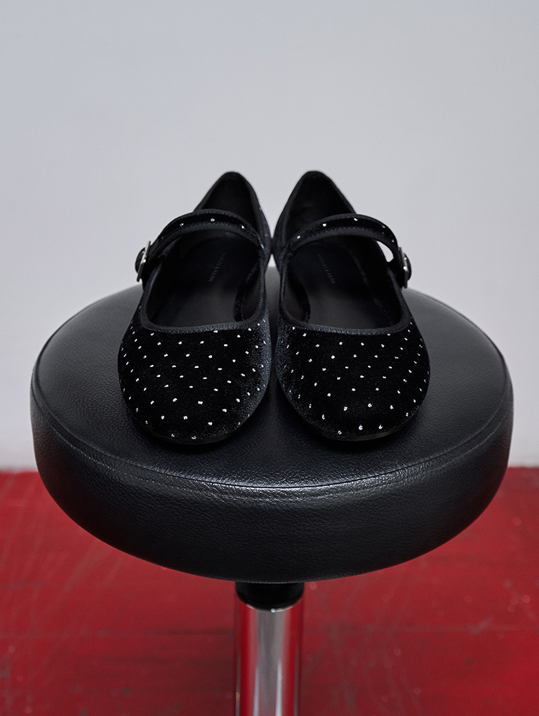 Women’s velvet buckled Mary Jane flats  - CHARLES & KEITH