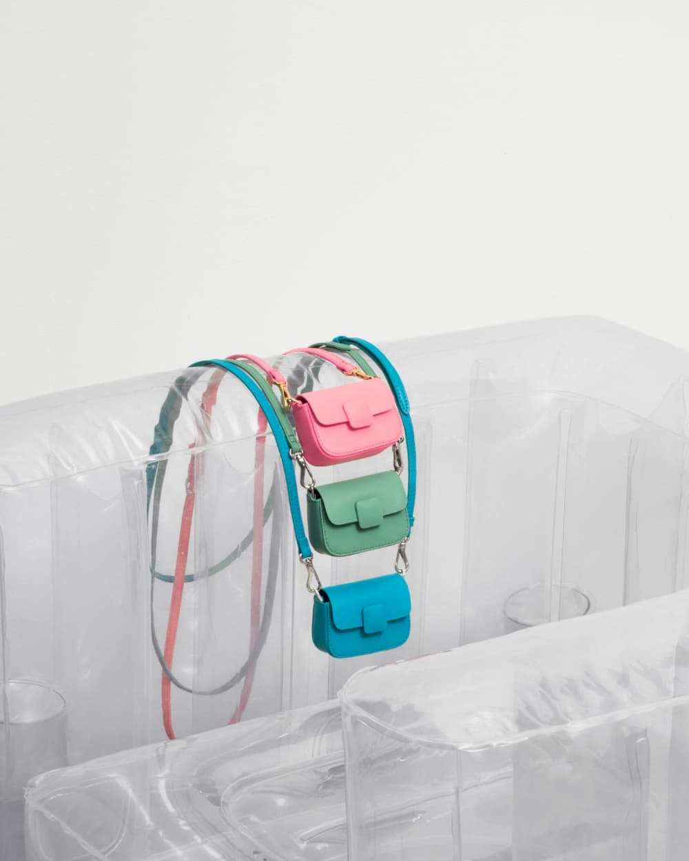 Women's pink, green and blue micro Koa square push-lock bag - CHARLES & KEITH